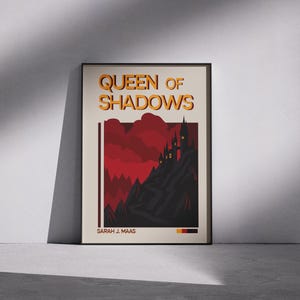 Queen of Shadows Retro Poster | Mid-Century Fantasy Book Art | Bookish Digital Download | Sarah J. Maas Wall Decor | Aelin Galathynius