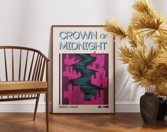 Retro boekposter Crown of Midnight: Sarah J. Maas Art (digitale download)