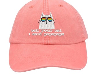 tell your cat i said pspspsps cat hat Cat Mom Baseball Dad  hat Pet lover gift mom Gift  Unisex hats