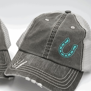 Horseshoe hat Criss Cross or High Ponytail Messy Bun or dad baseball cap Cap cat   fun gift