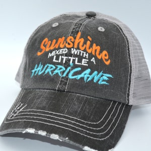 Sunshine Mixed with a Little Hurricane Distressed Trucker hat
