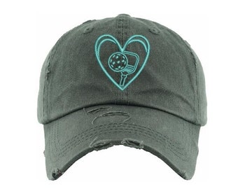 Pickleball Heart Baseball Cap: Ponytail Messy Bun Hat