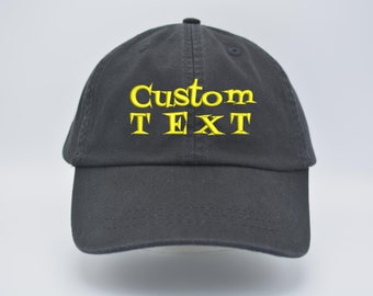 CUSTOM LOGO or HANDWRITING Script Embroidered  dad baseball cap with hook and loop closure
