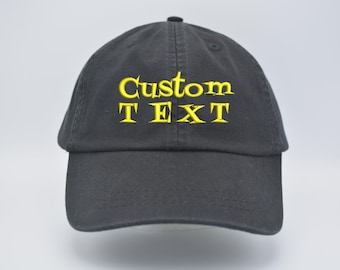 CUSTOM LOGO or HANDWRITING Script Embroidered  dad baseball cap with hook and loop closure