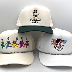 custom logo embroidery on performance golf hat with rope