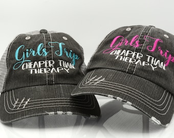 Girls Trip Trucker Hat: Distressed Embroidered Women's Cap