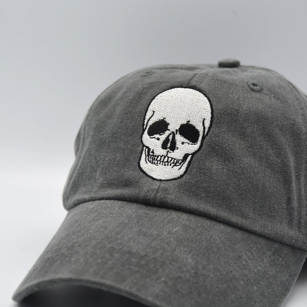 Skull Embroidered Dad Hat Custom Hat Gift for Him Unisex baseball caps