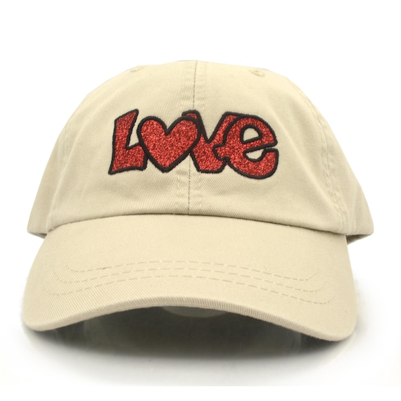 Beige and Red Embroidered Heart Baseball Cap I Heart Charleston Rope Hat – Deluxe Special main image 3