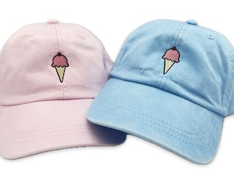 Embroidered Ice Cream Cone Dad Hat - Unisex Baseball Cap