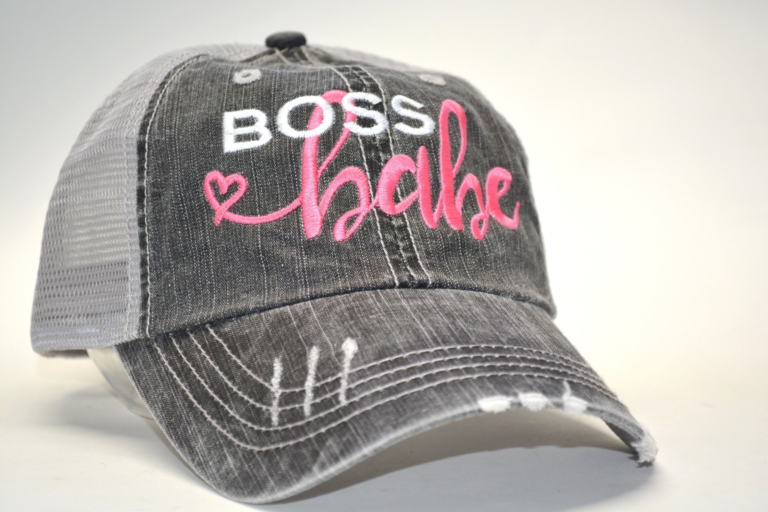 Boss Babe Hat distressed Trucker Mesh Hat Women's Trucker Etsy