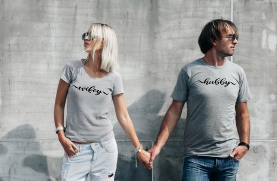 Wifey Hubby T Shirts Set Honeymooning gift Couple T shirts | Etsy