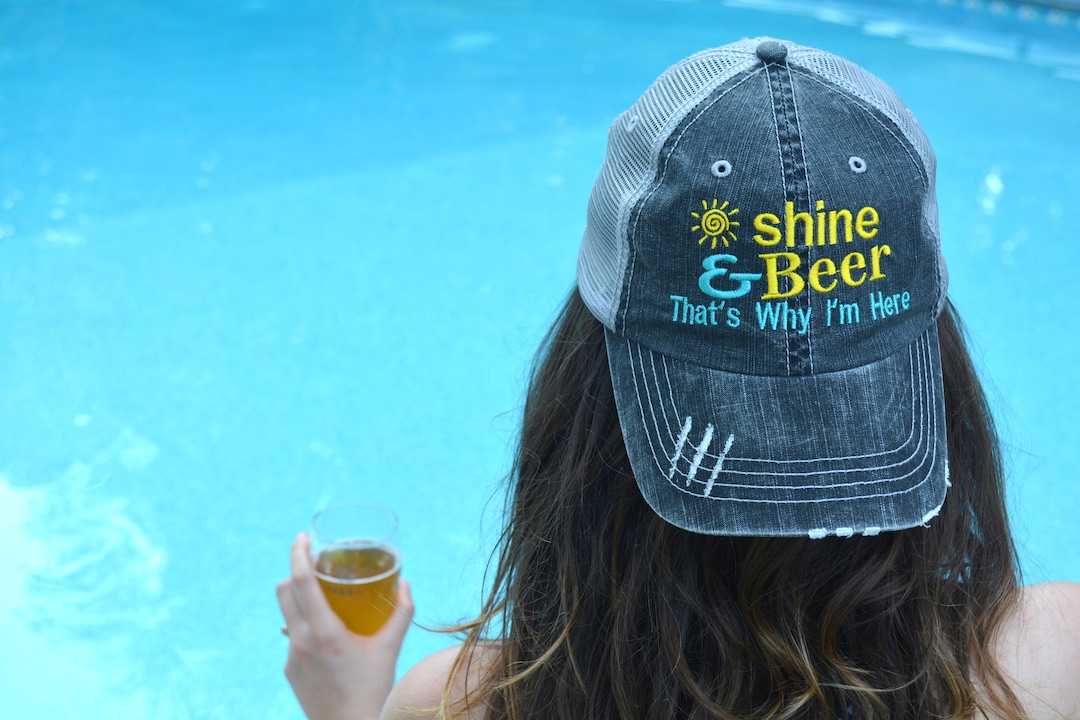 Sunshine and Beer Hat: Embroidered Trucker Cap, Funny Beach Party Gift ...