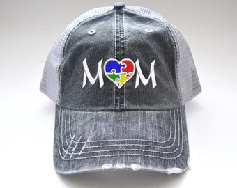 YELOFISH Adult Proud Autism Mom Cotton Denim Baseball Cap Adjustable Hat 