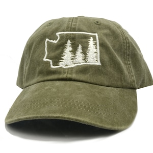 Washington State Baseball Cap: Pine Tree Embroidery, The PNW Hat