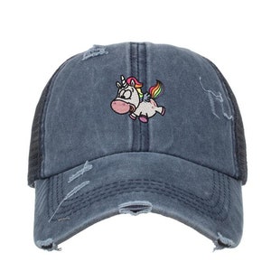 Unicorn Cute Criss Cross High Ponytail Messy Bun Cap