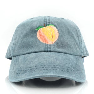 Peach Embroidered hat Peach Peachy Emoji Baseball Cap Embroidered Cotton Adjustable Dad Hat image 1