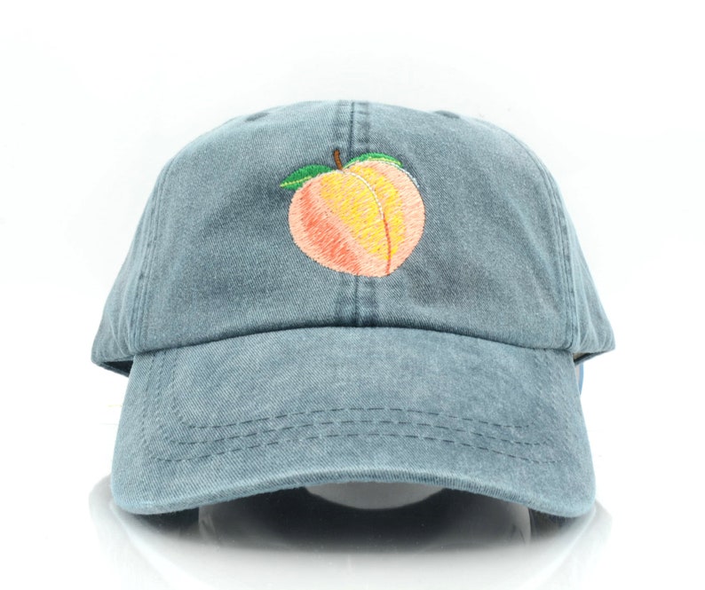 Peach Embroidered hat Peach Peachy Emoji Baseball Cap Embroidered Cotton Adjustable Dad Hat image 1