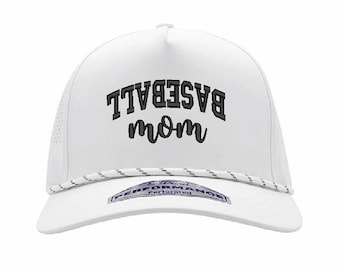 Performance Baseball Mom Hat: Custom Upside Down Text, 5 Panel Rope Cap