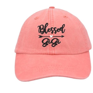 Blessed Gigi, Nana gaga Mama, Baseball Cap Handwriting Script Embroidered  Unisex ball cap Custom text and heart color