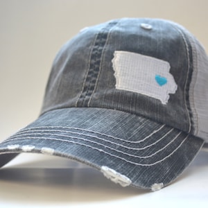 State Hat distressed Women&#39;s Trucker Personalized State Embroidered Cap embroidered Custom state Unisex Hat patriotic gift