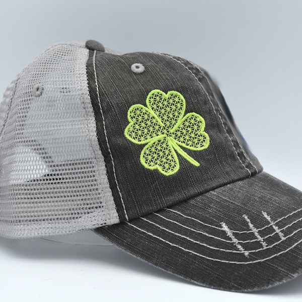 Shamrock Distressed Trucker Hat: St. Patrick's Day Clover