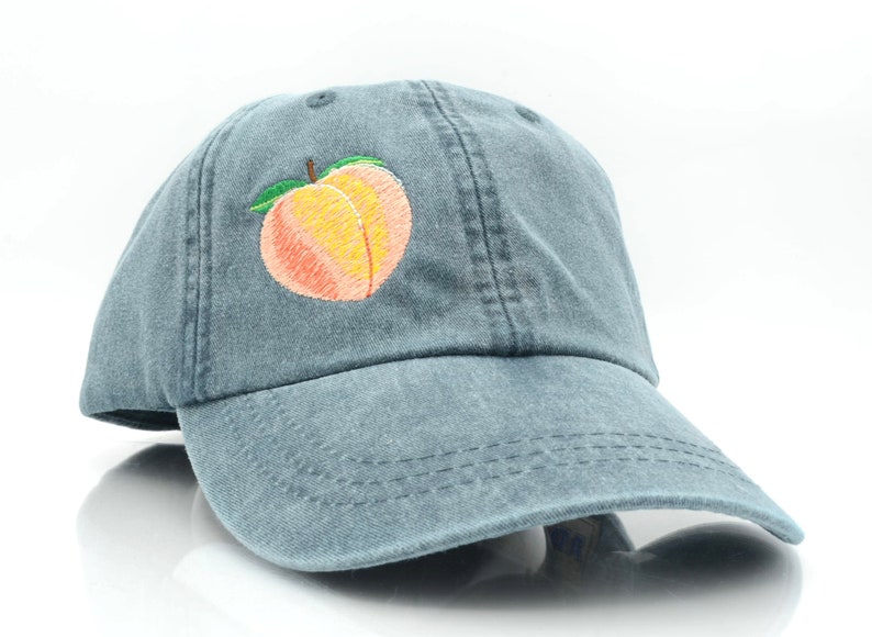 Peach Embroidered hat Peach Peachy Emoji Baseball Cap Embroidered Cotton Adjustable Dad Hat image 3