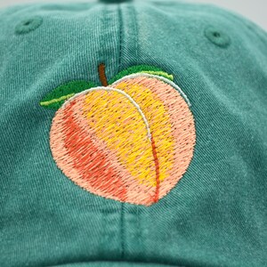 Peach Embroidered hat Peach Peachy Emoji Baseball Cap Embroidered Cotton Adjustable Dad Hat image 5