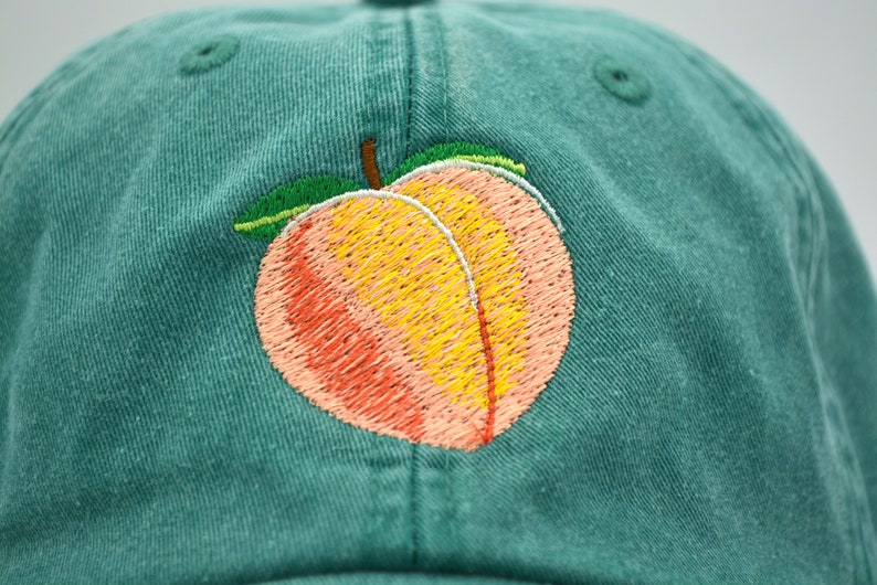 Peach Embroidered hat Peach Peachy Emoji Baseball Cap Embroidered Cotton Adjustable Dad Hat image 5