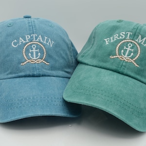 Custom Captain/First Mate Hat: Embroidered Anchor, Unisex Baseball Cap