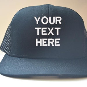 Custom Flat Bill Trucker Hat Personalized Your text here Embroidered Cap Black  Mesh Cap initials embroidered cap monogram gift