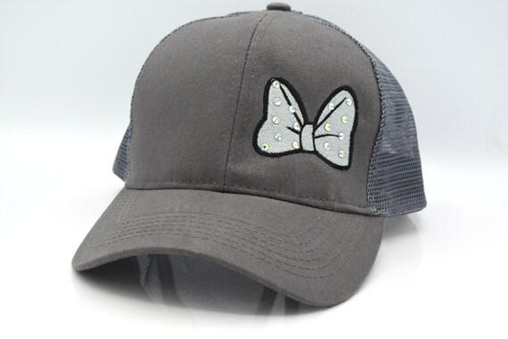 Dark Grey Bow Studded Hat ChicHeadwear Womens Stone Studded Rose Bow Braid Hat - Black  main image 4