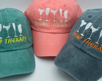 Group therapy Funny Drinking Saying Baseball Cap bachelorette party Gift Custom Embroidered hat