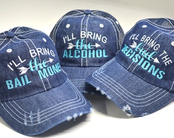 Embroidered Distressed Trucker Hat: Bachelorette Party Gift