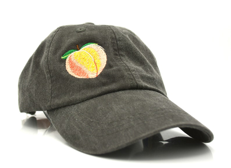 Peach Embroidered hat Peach Peachy Emoji Baseball Cap Embroidered Cotton Adjustable Dad Hat image 2