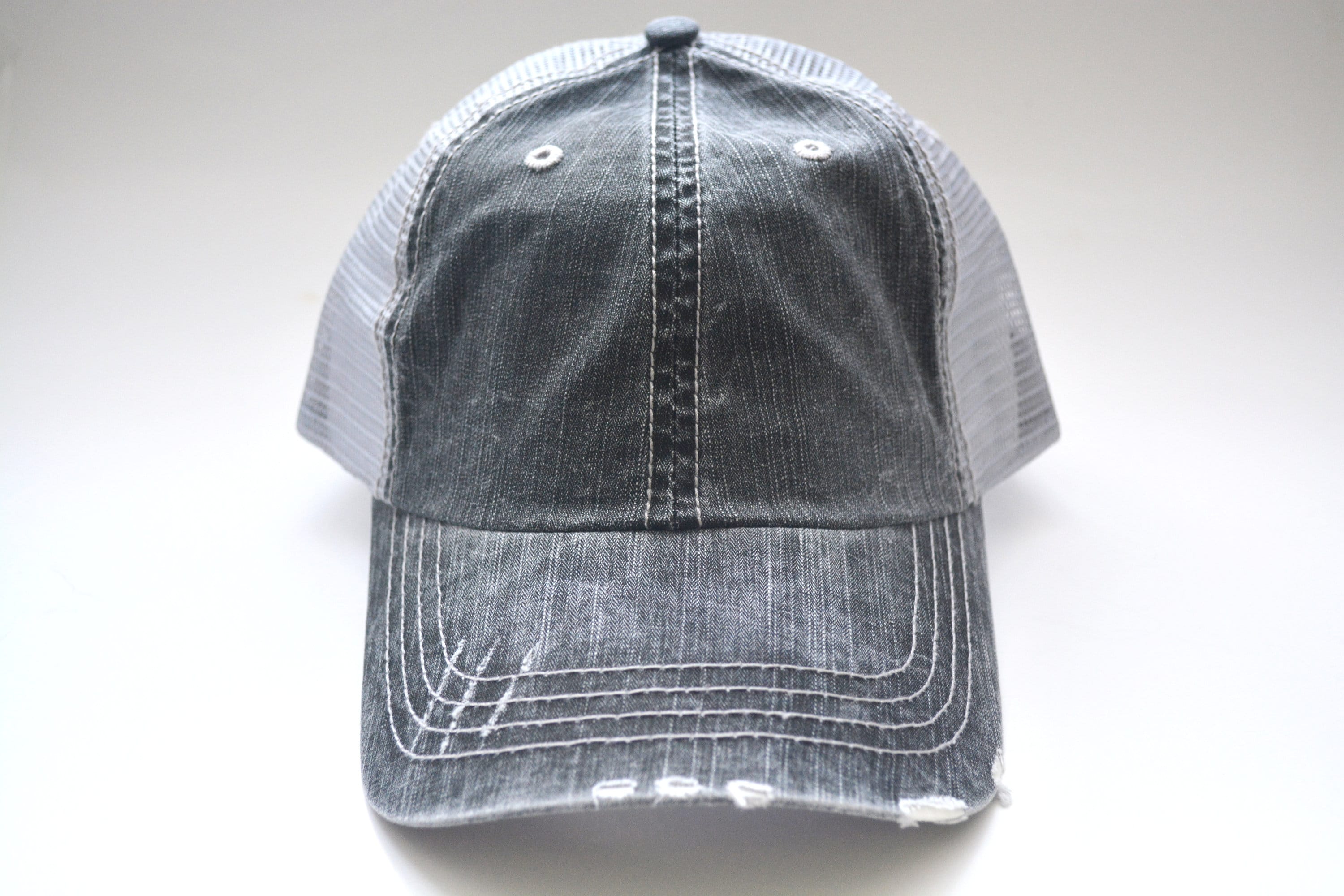 Women\'s Embroidery Adjustable Washed Distressed Casual Trucker Hat Mermaid Mermaid Heart Trucker Hat - Wet Dreamz Hawaii main image 2