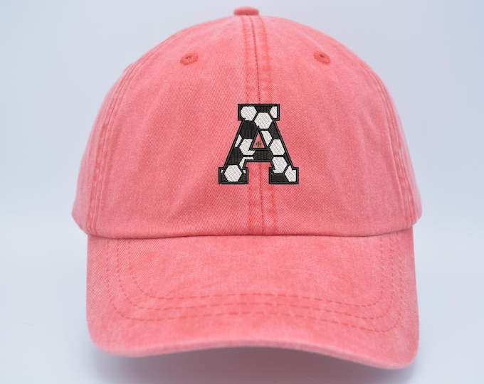 Soccer alphabet Initial hats baseball Cap Hat Personalized  Embroidered Cap