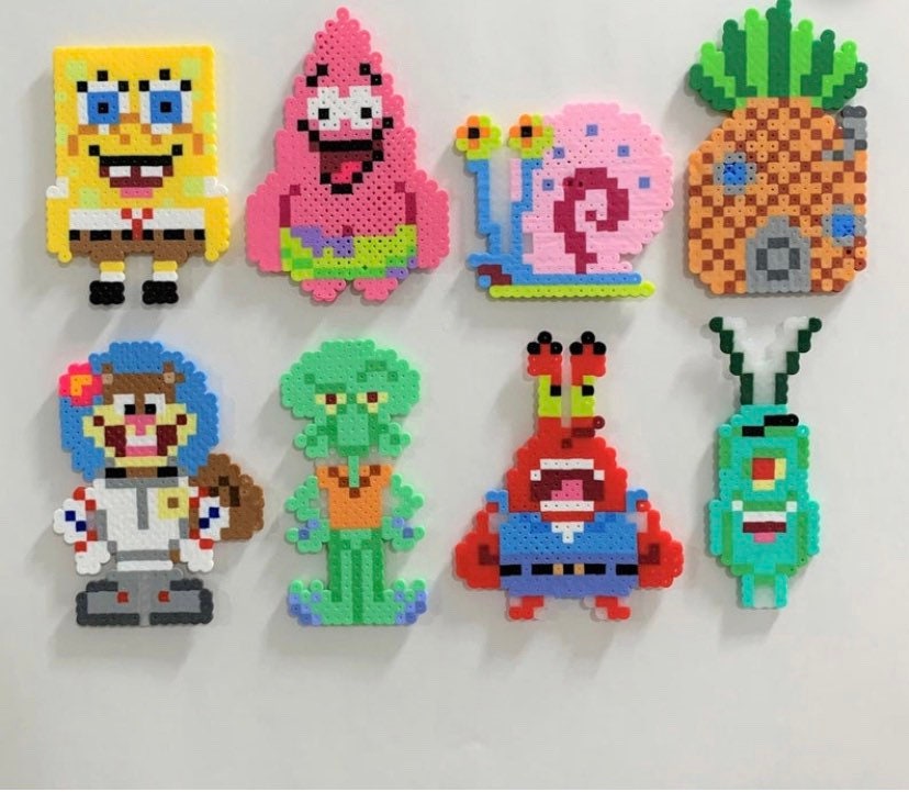 Spongebob lot made of perler beads Etsy