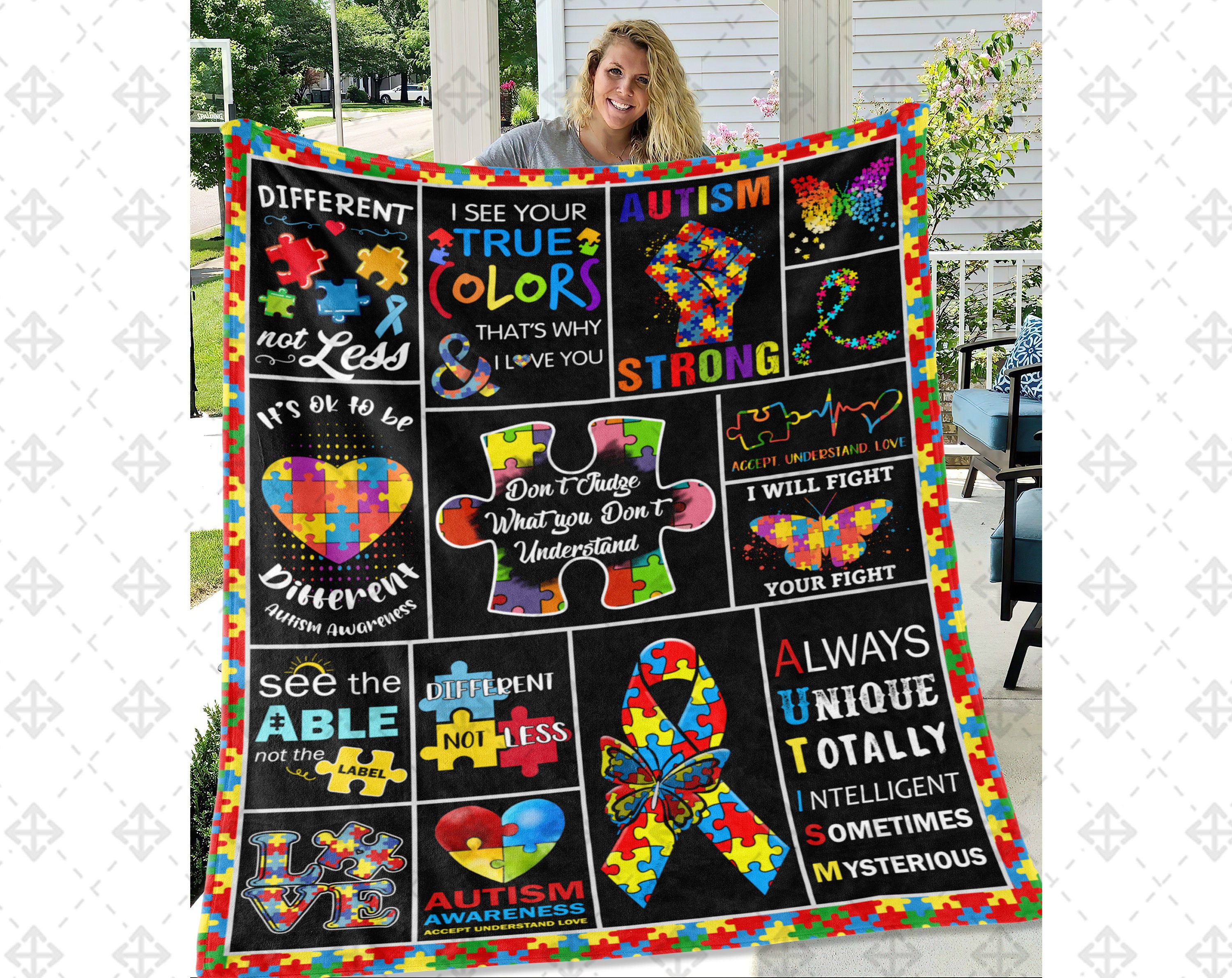 Autism blanket autism awareness blanket autism awareness Etsy
