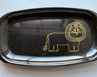 Vintage Couroc leeuw dienblad circa jaren 60