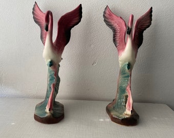 Coppia di fenicotteri vintage degli anni '50 circa