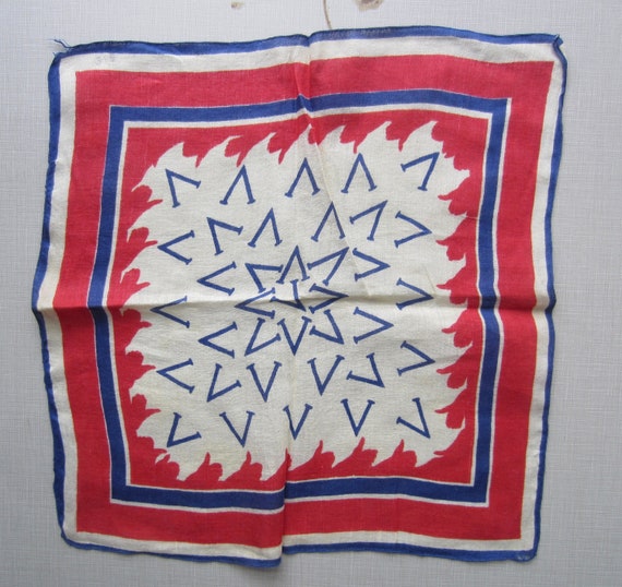 Vintage V (for victory) hankie circa the 40's