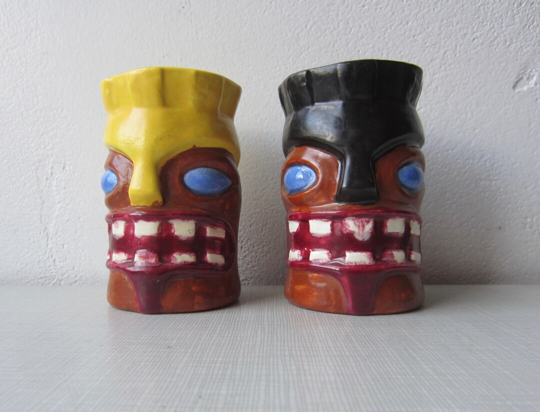 Vintage Tiki Salt and Pepper Shakers Circa the 70's Etsy
