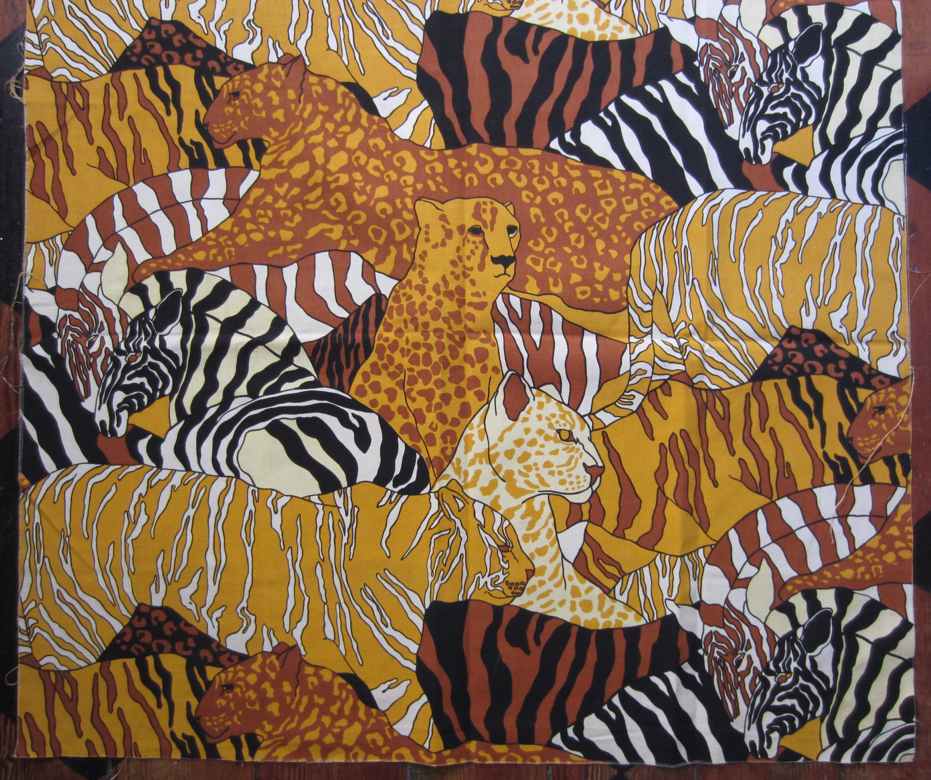 Vintage Cotton Safari Animal Fabric Circa the 60's Etsy