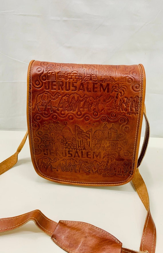 Embossed Camel Leather Bag