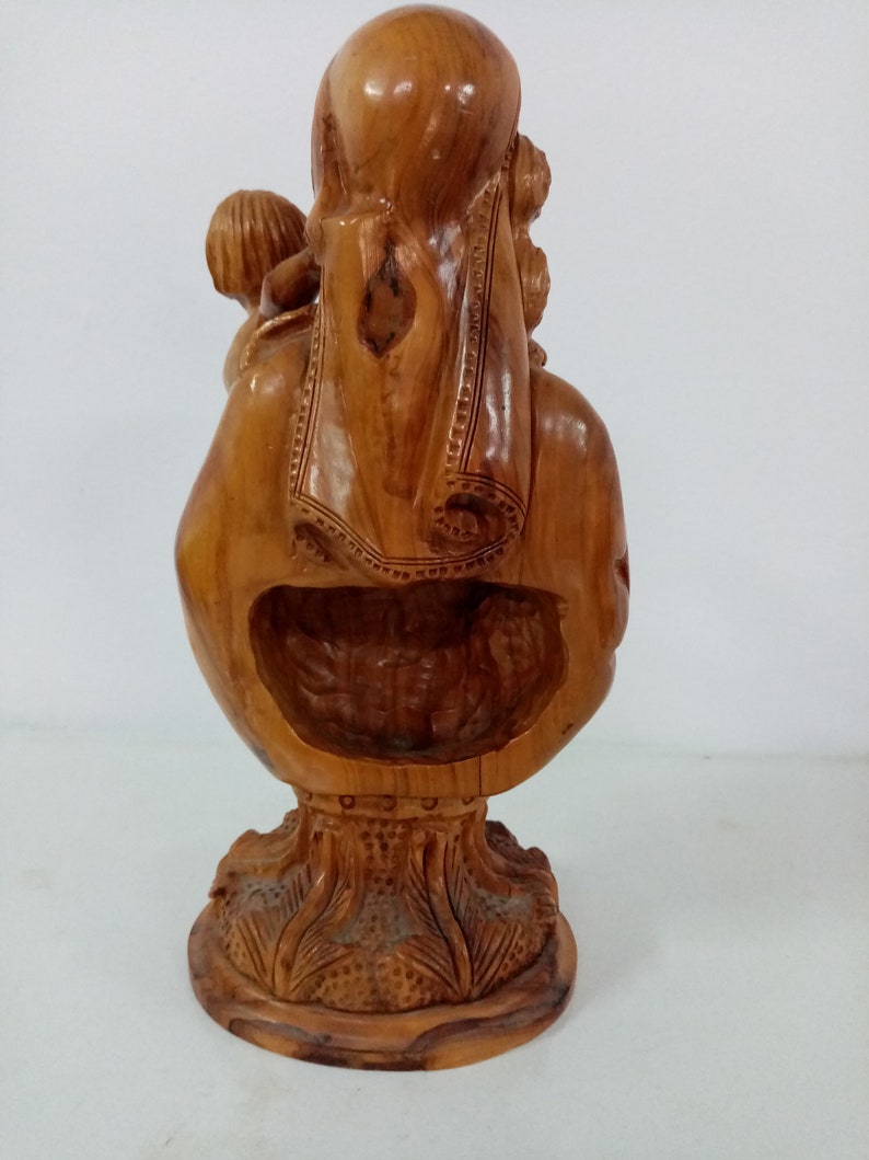 Carved Olive wood of Mary with Holy Child image 2