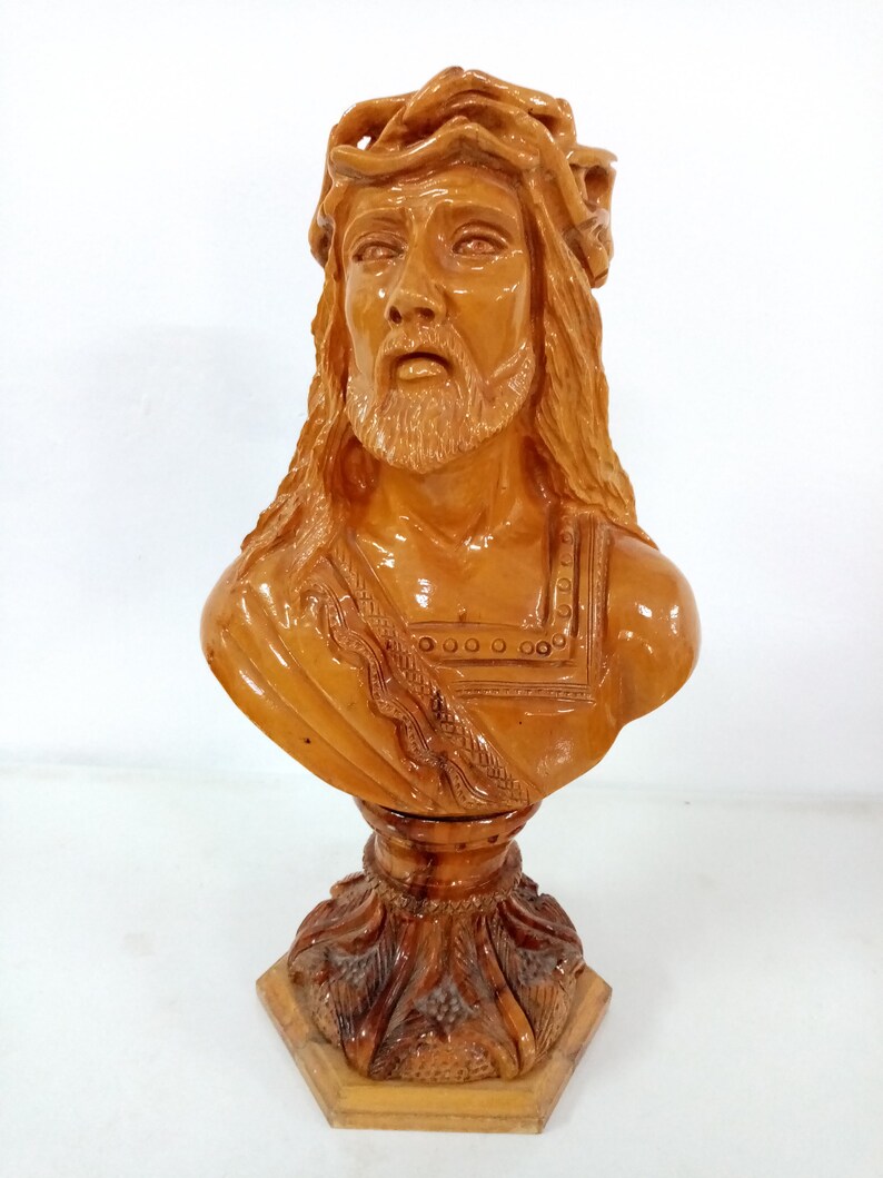 Handmade Carved Olive Wood Jesus Statue Etsy