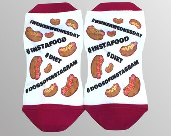 Hashtags & Hotdogs Ankle Socks | Comfy Social Media Lover Socks