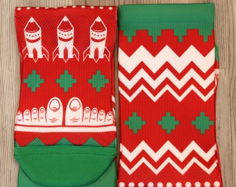 Missiles & Toes - Ugly Christmas Sweater Socks | Yankee Swap Gift | Funny Gag Gift | Festive Christmas Socks | Stocking Stuffer gift