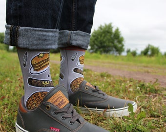 Austin Powers Parody Socks: Sh'moke & a Pancake Funny Socks