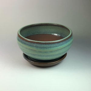Wheel thrown dark stoneware planter